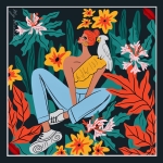 Jedwabna apaszka ICON NO.6 MY FRIEND THE PARROT - S