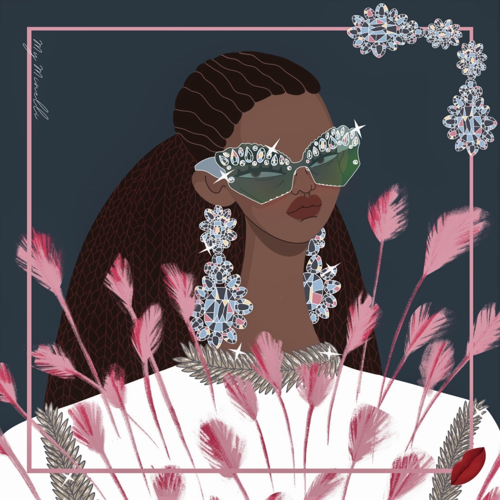 Apaszka jedwabna chusta dwusgtronna My Minelli Icon no.11 GLAMOUR silk scarf