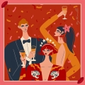 Jedwabna chusta apaszka dwustronna My Minelli ICON no.9 SOCIALITE silk scarf