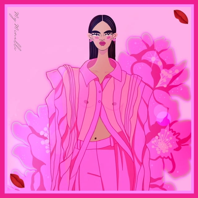Jedwabna chusta apaszka dwustronna My Minelli ICON no.7 pink blink